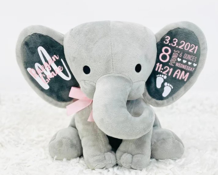 Birth Stat Elephant - Pixel Parrot Design