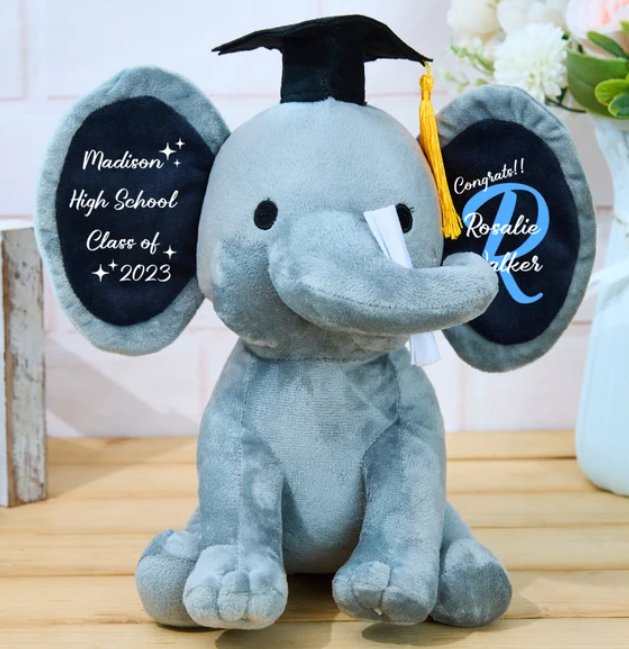 Graduation Gift Personalized Graduation Elephant - Pixel Parrot Design