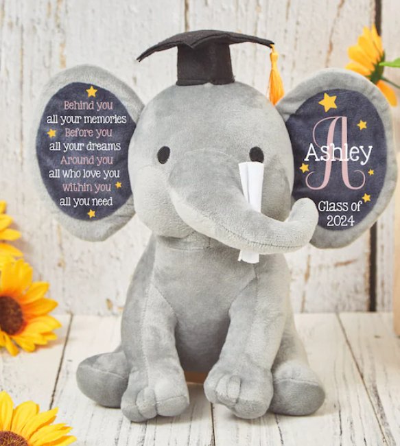 Graduation Gift Personalized Graduation Elephant - Pixel Parrot Design