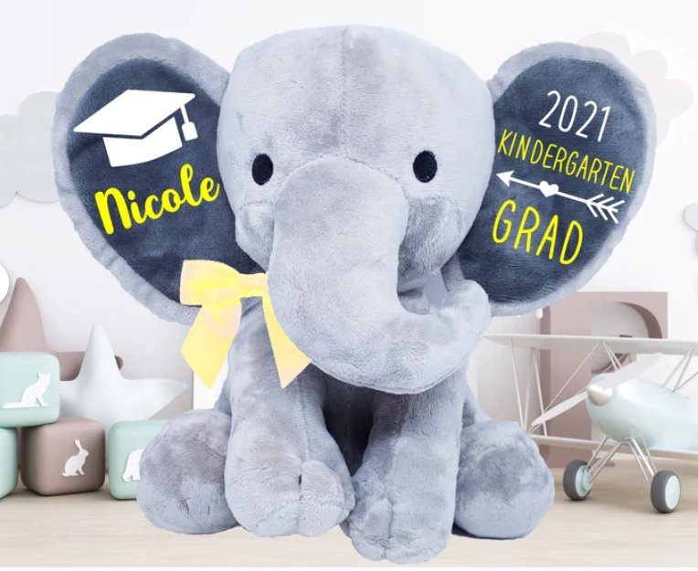 Graduation Gift Personalized Graduation Elephant - Pixel Parrot Design