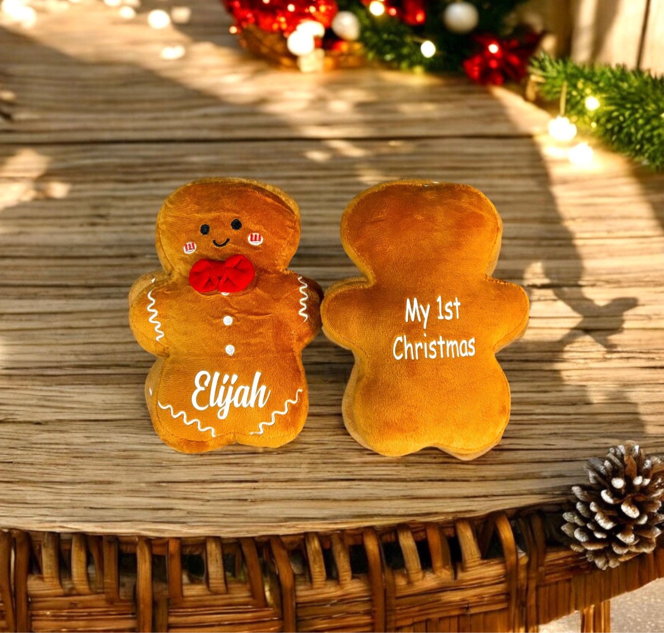 Personalized Christmas Gingerbread Plush Toys | Customized Christmas Gifts for Kids | Stocking Stuffers | First Christmas Gifts - Pixel Parrot Design