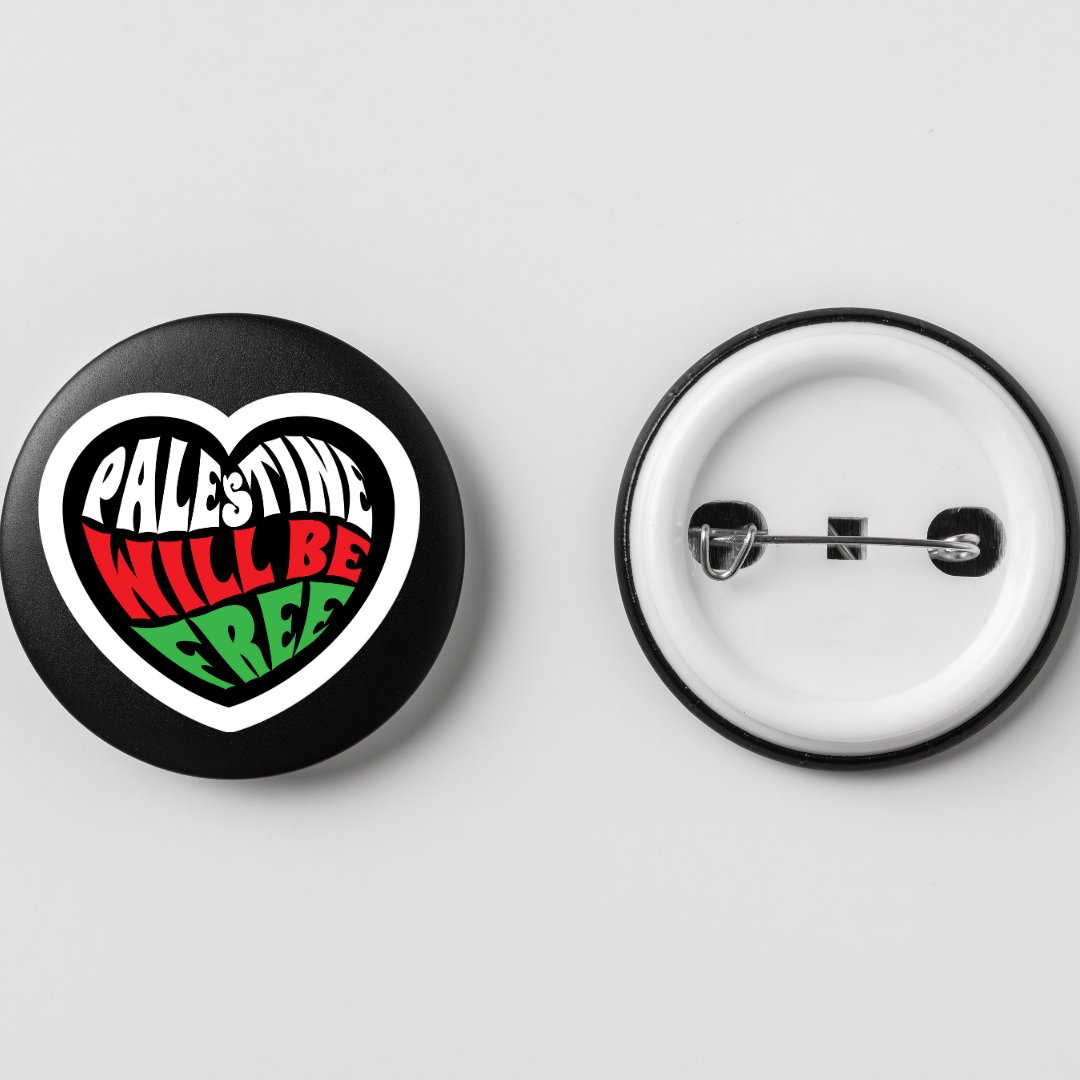 Palestine Inspired Button Pin- From the River to the Sea - Pixel Parrot Design