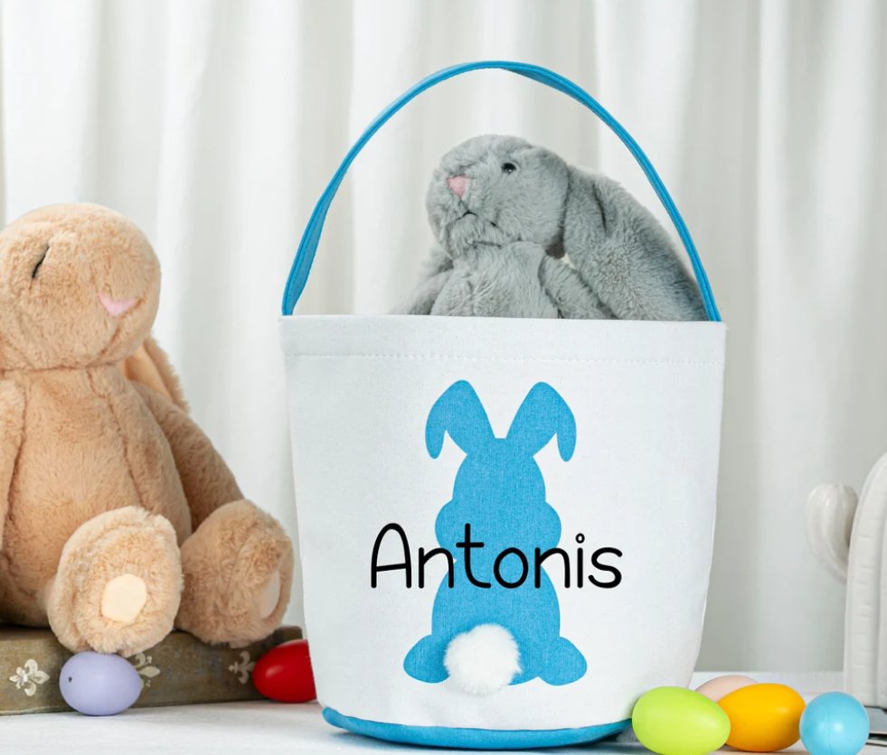 Personalized Easter Bunny Basket - Pixel Parrot Design