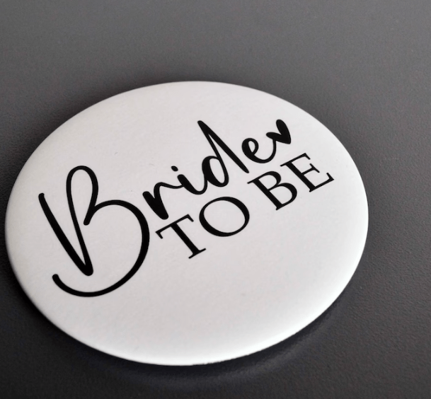 Bride & Groom and Wedding Party Button Pin - Pixel Parrot Design