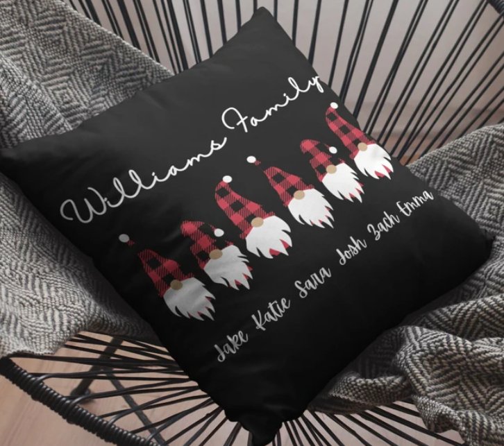 Set of Gnomes Family Personalized Pillow Cover I Christmas Home Decor - Pixel Parrot Design