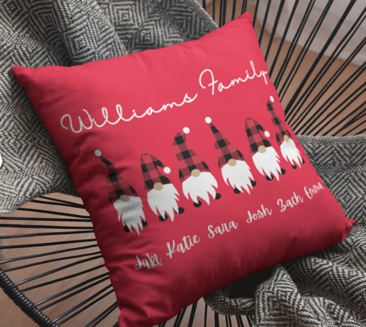 Set of Gnomes Family Personalized Pillow Cover I Christmas Home Decor - Pixel Parrot Design