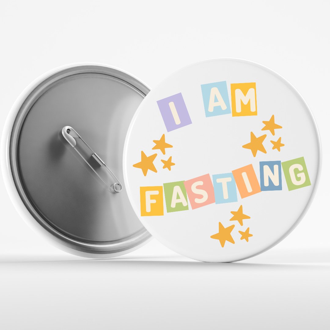 I'm Fasting Button Pin - Pixel Parrot Design
