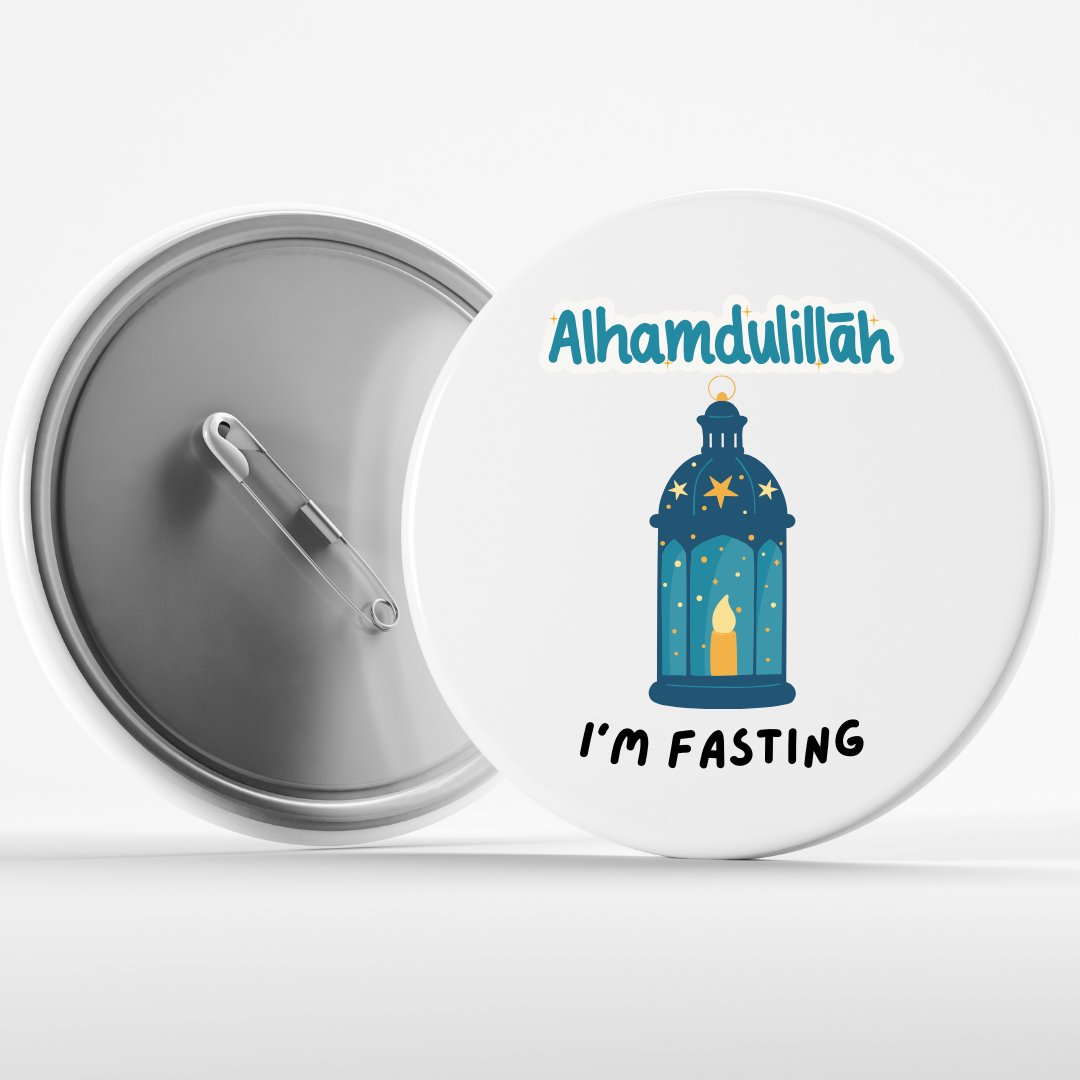 I'm Fasting Button Pin - Pixel Parrot Design