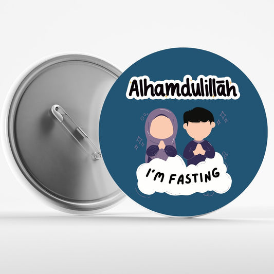 I'm Fasting Button Pin - Pixel Parrot Design