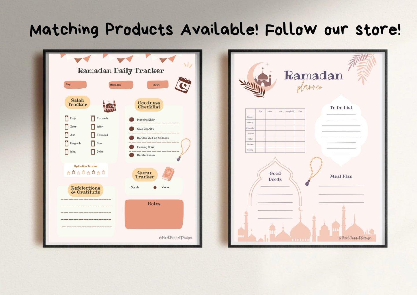 Ramadan Kareem Sign | Iftar, Suhoor & Dhikr Dua's | Set of 2 | Ramadan Printable | Digital Download - Pixel Parrot Design